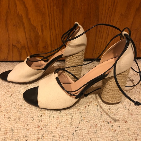 Jcrew Stella heels in canvas with leather tie straps - Picture 2 of 4